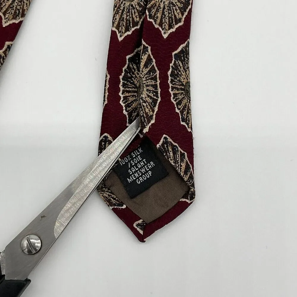 UNICEF Mens Necktie Tie Silk Handcrafted Medallion Hand Carved‎ Boat Made USA